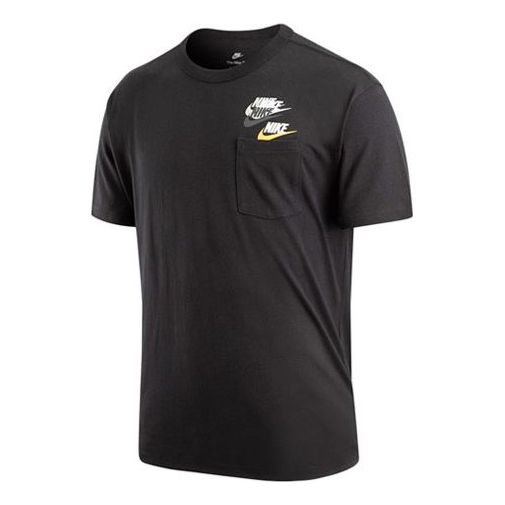Men's Nike As Nsw Tee Prem Pocket Casual Breathable Round Neck Logo Solid Color Short Sleeve Black T-Shirt DV3316-010