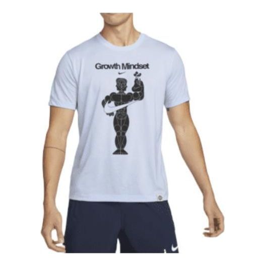 Nike Dri-FIT Character Alphabet Pattern Printing Training Sports Quick Dry Breathable Short Sleeve Blue DM6274-548