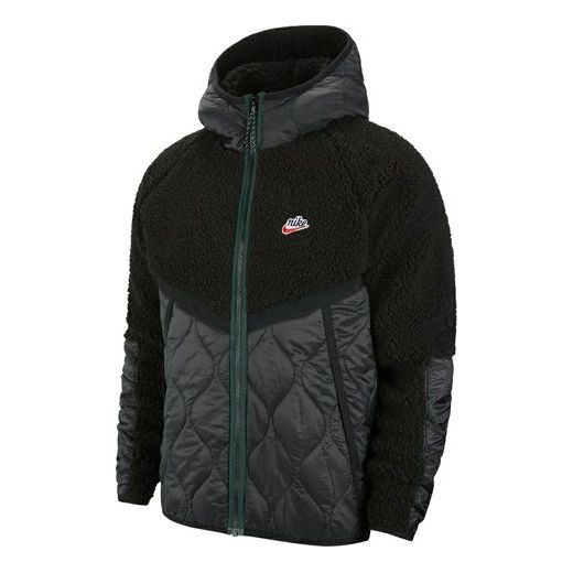 Nike Sportswear Heritage Colorblock Stay Warm hooded Tops Jacket Black CU4447-010