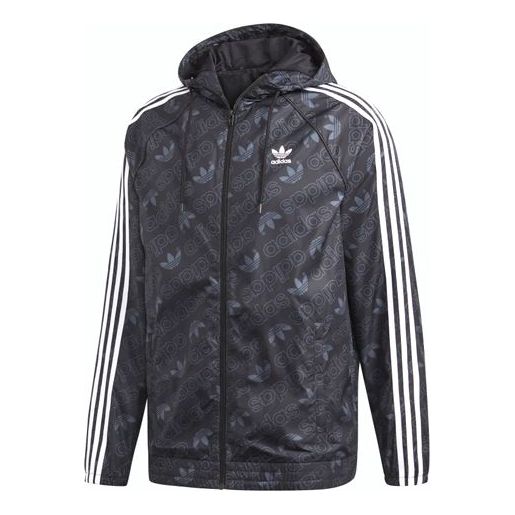 adidas originals Mono Windbreak Logo Hooded Jacket Men Black ED7047