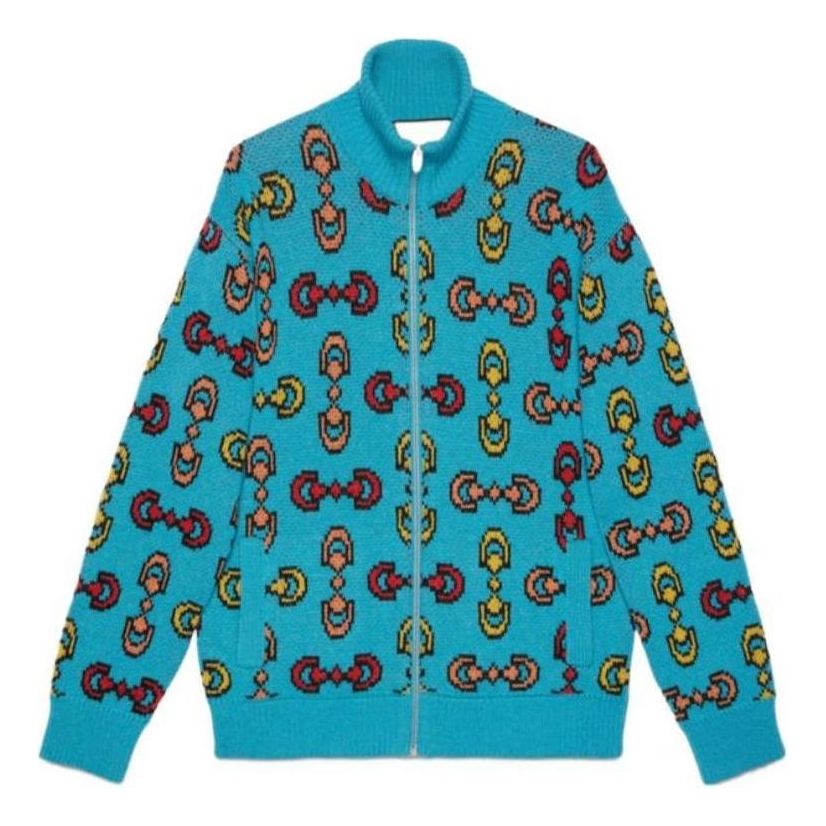 Gucci Horsebit Jacquard Wool Bomber Jacket 'Blue' 716370XKCO6