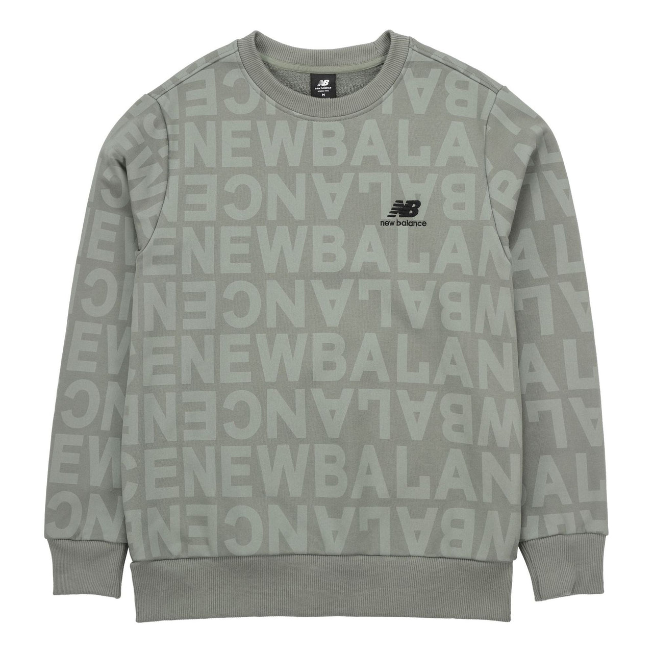 New Balance Men's New Balance Logo Full Print Sports Round Neck Pullover Olive Green AMT14333-OLG