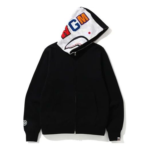 A Bathing Ape Shark Full Zip Hoodie 'Black White' 1F70-115-008