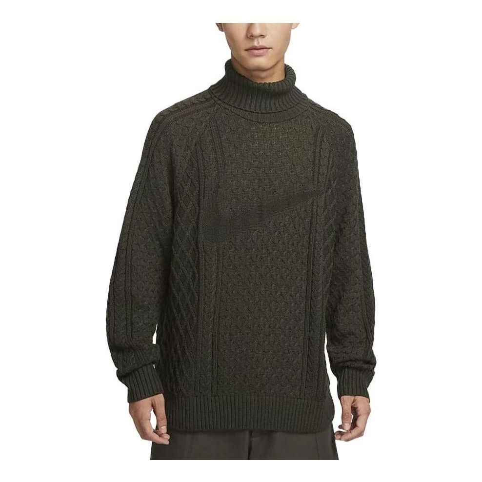Nike Life Cable Knit Turtleneck Sweater 'Olive Green' FB7771-325