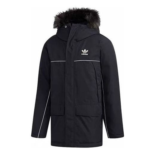adidas originals hooded Long Sleeves Down Jacket Black FL1417
