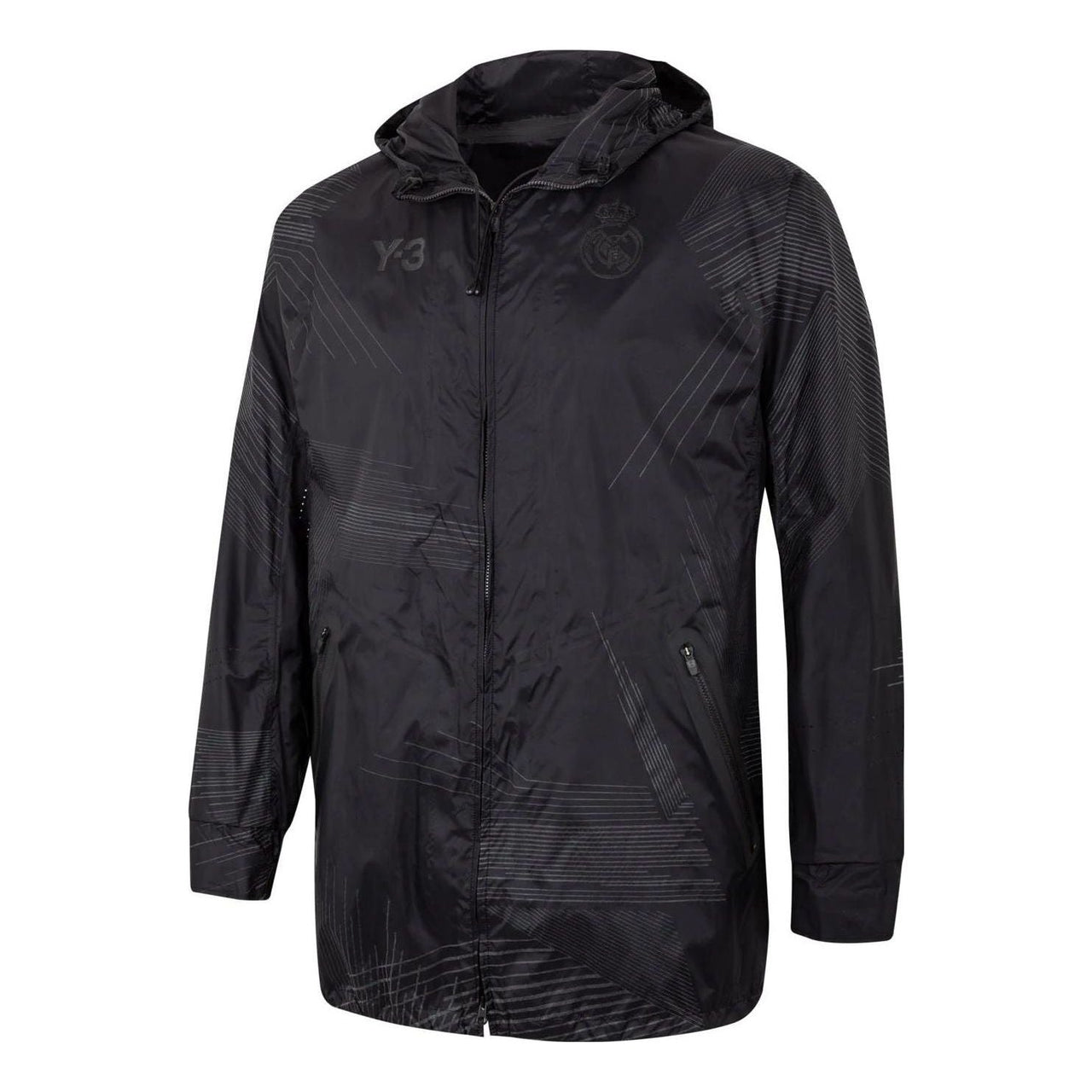 adidas x Y-3 Crossover real Madrid Full Print Stripe Logo Hooded Jacket Black HI0923