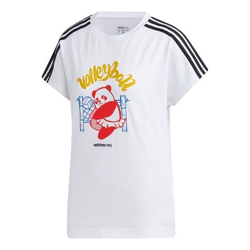 (WMNS) adidas neo Panda Tee Printing Loose Short Sleeve White GK1561