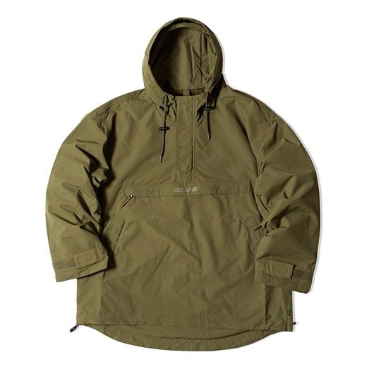 Men's Converse x Kim Jones Crossover Casual Sports Half Zipper Hooded Jacket Military Green 10021731-A02