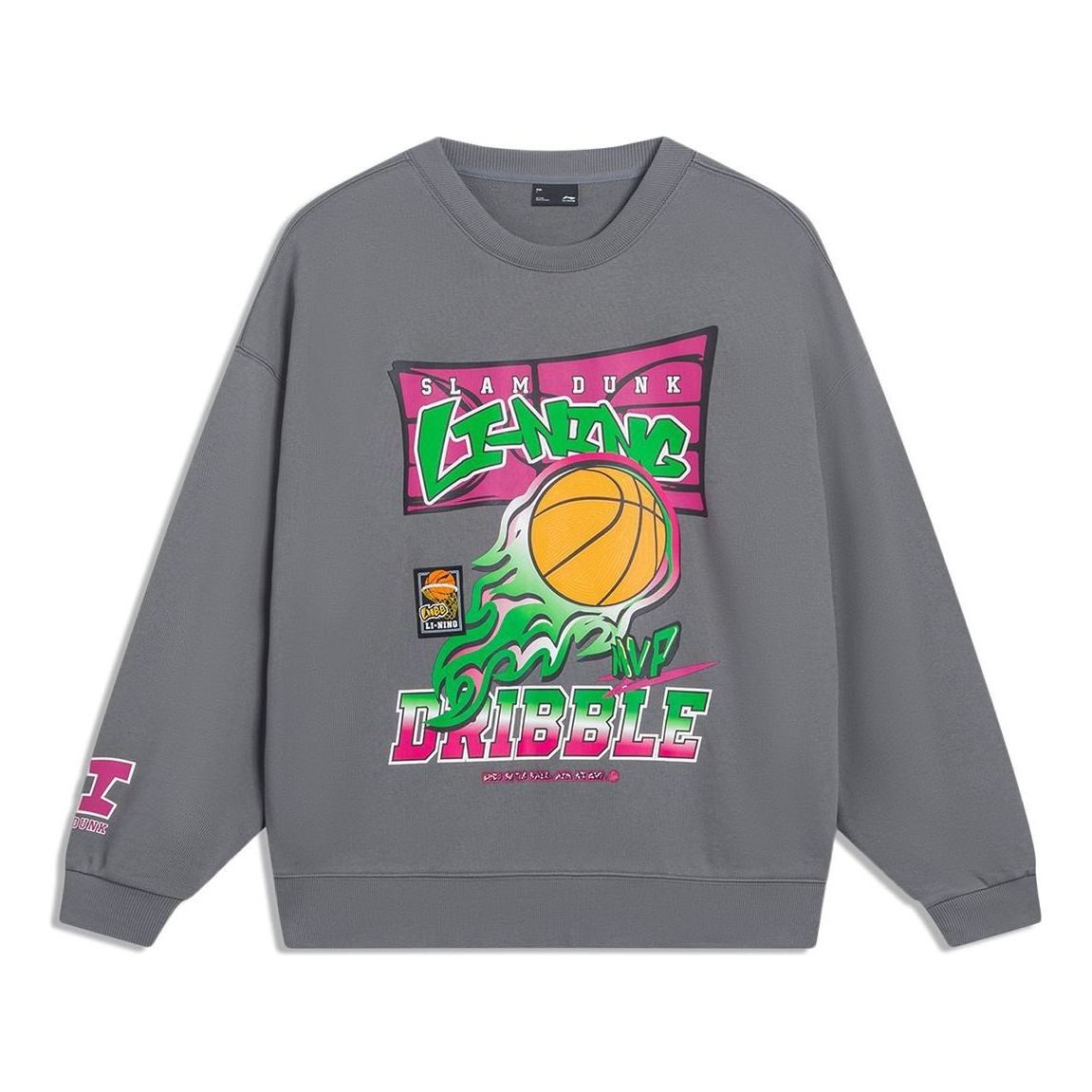 Li-Ning Hoops Cartoon Graphic Sweatshirt 'Grey' AWDT553-3