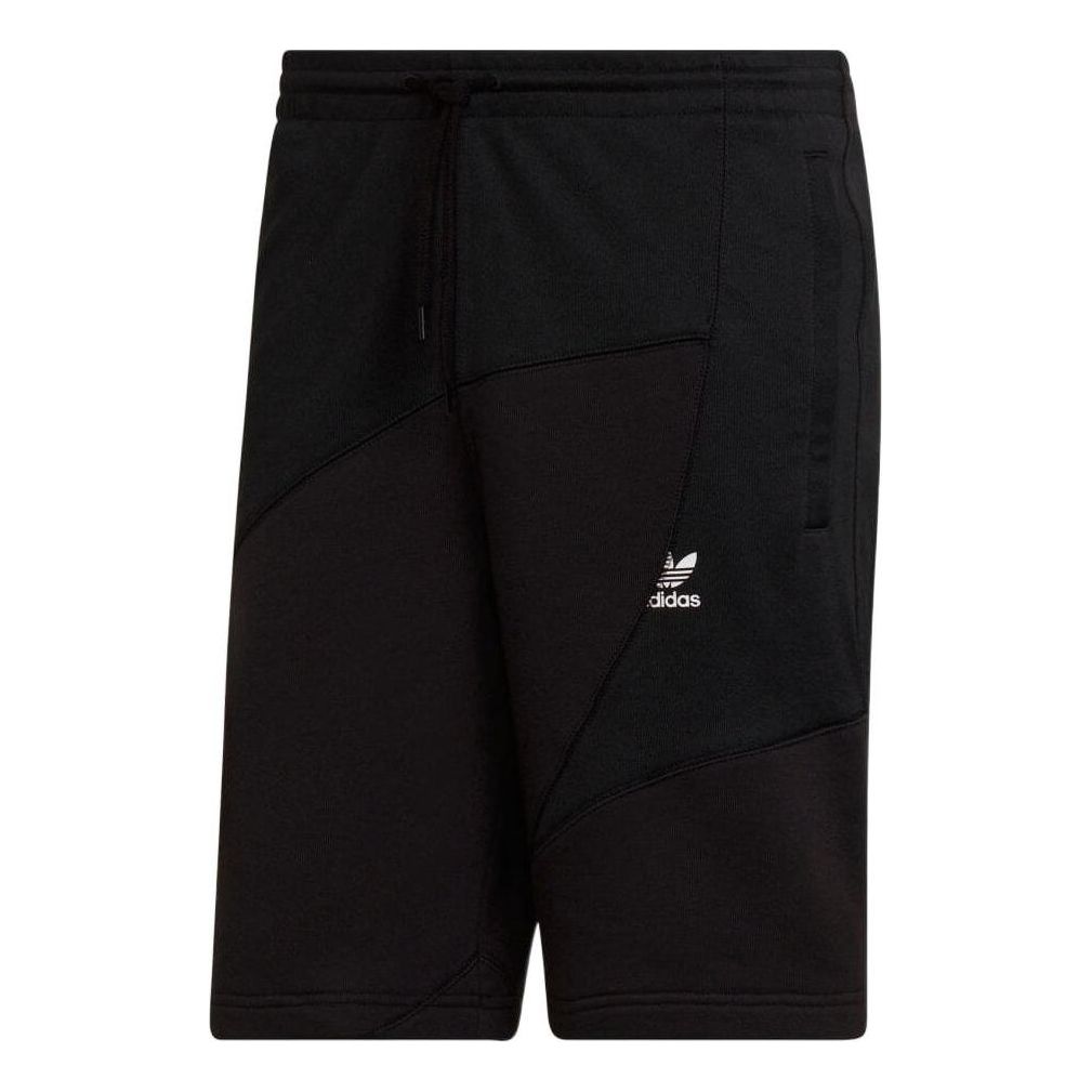 Men's adidas originals Logo Printing Splicing Casual Shorts Black HG1442