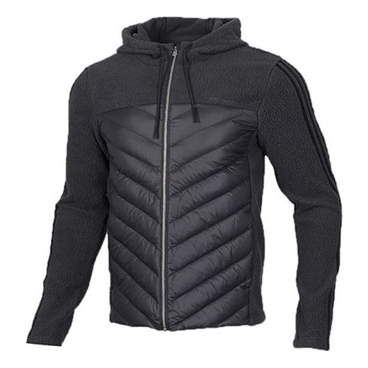 adidas neo M Dly Dwn Jkt Sports Splicing Fleece hooded down Jacket Gray EI6282