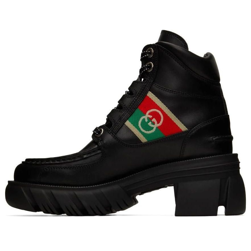 (WMNS) Gucci Interlocking Lace-Up Boots 'Black' 663594-DTNE0-1080