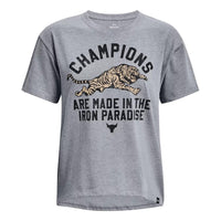 (WMNS) Under Armour Project Rock Iron Heavyweight T-shirt 'Grey' 1376918-035