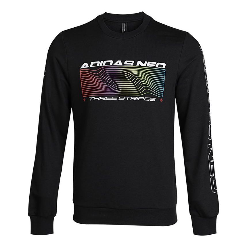 adidas neo Round Neck Alphabet Knit Pullover Black GM2306