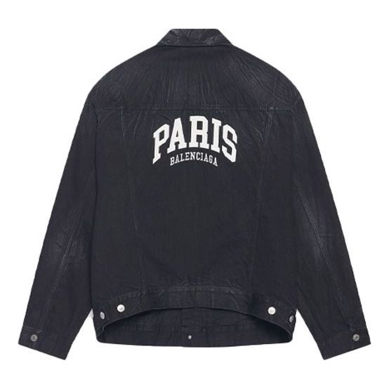Balenciaga Cities Paris Oversized Denim Jacket 'Washed Black White' 690198TBP479034