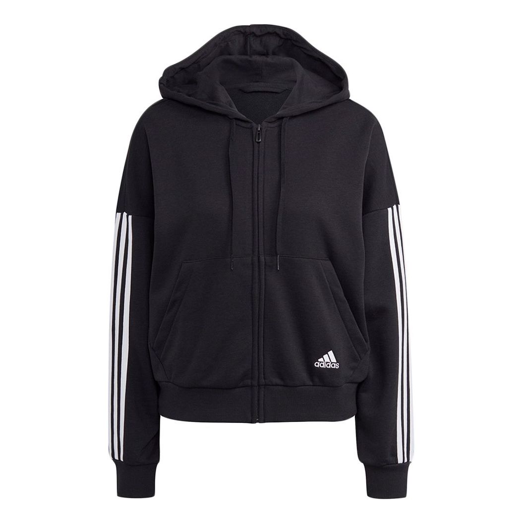 (WMNS) adidas Essentials Cut 3-Stripes Full-Zip Hoodie Asia Sizing 'Black White' GL1462