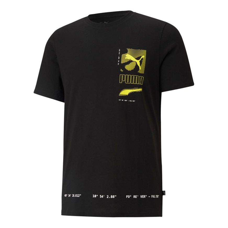 PUMA Digital Logo Printing Sports Short Sleeve Black 855974-01