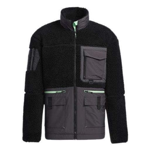 adidas Urban Sherp JKT Zipper Splicing Stay Warm Outdoor Sports Jacket Black GV3525