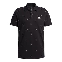 adidas Fi Polo Aop Logo Printing Training Sports Short Sleeve Polo Shirt Black GP0994