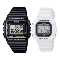 Casio Retro Stylish Digital Cube Watch 'Black White' W-215H-1AJH&-F-108WHC-7ACF