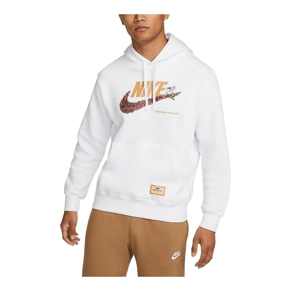 Nike NSW Coffee Bean Graphic Hoodie 'White' DX6513-100