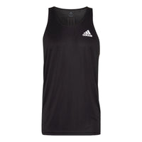 Men's adidas Solid Color Alphabet Logo Running Sports Vest Black HB7457