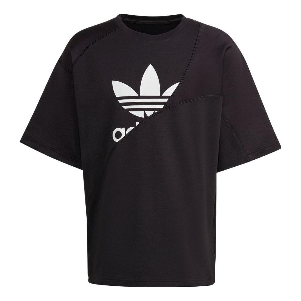 Men's adidas originals Round Neck Pullover Logo Printing Short Sleeve Japanese Version Black T-Shirt HG1438
