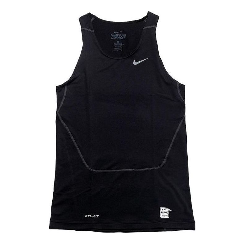 Nike Core Comp Tank 2.0 Small Logo Solid Color Elastic Knit Vest Black 634872-010