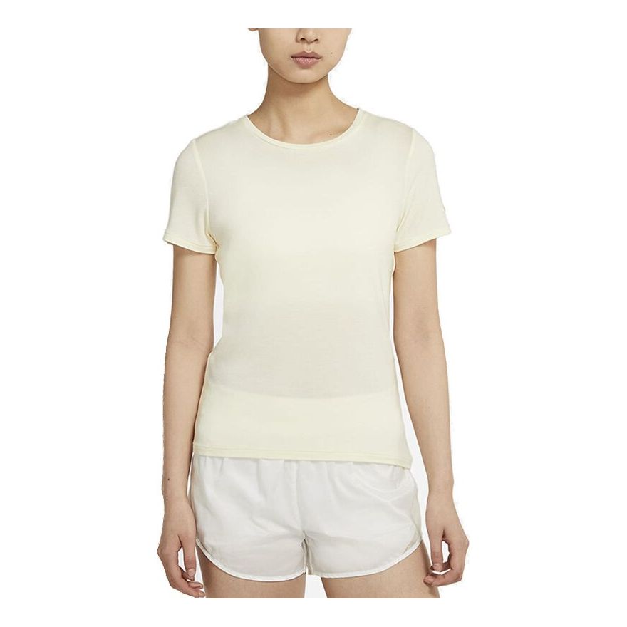 (WMNS) Nike Logo Printing TrainingSport Round NeckShort Sleeve Yellow DJ8519-110