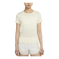 (WMNS) Nike Logo Printing TrainingSport Round NeckShort Sleeve Yellow DJ8519-110
