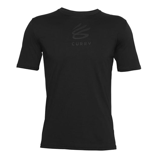 Men's Under Armour Curry Logo Printing Round Neck Loose Short Sleeve Black 1357001-001
