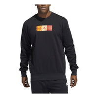Men's adidas Mic Gfx Crew Limited Basketball Sports Printing Fleece Lined Round Neck Pullover Black HP1023