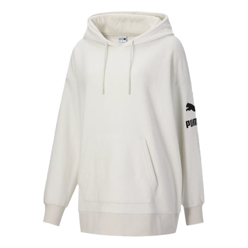 (WMNS) PUMA Classics Fleece Lined Stay Warm Athleisure Casual Sports Hoodie White 531089-05