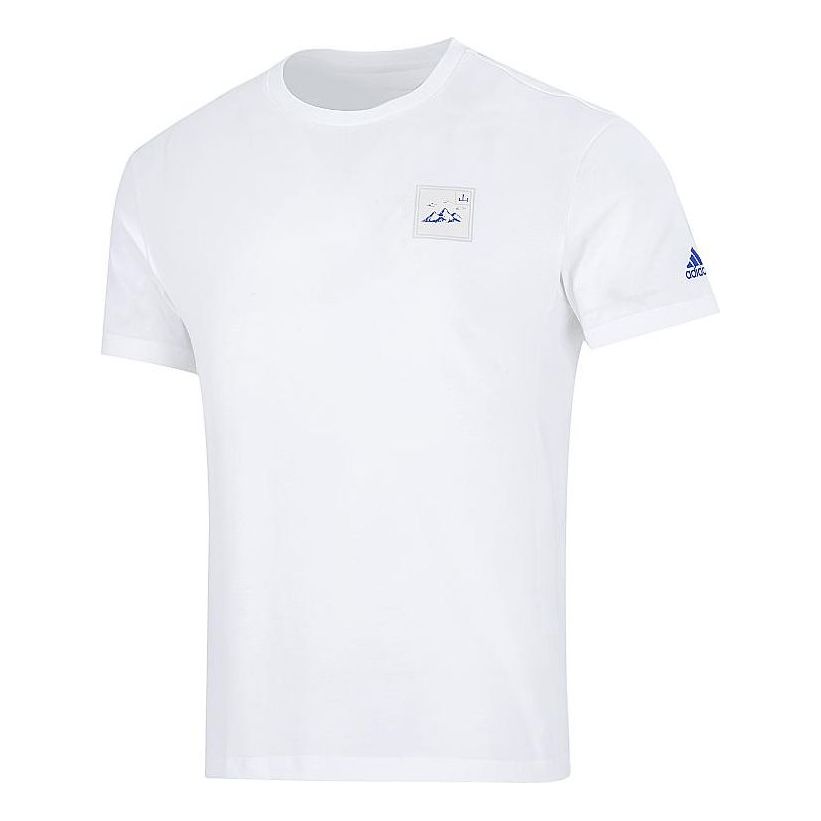 adidas Alphabet Chinese Character Printing Round Neck Sports Short Sleeve White T-Shirt HN2064