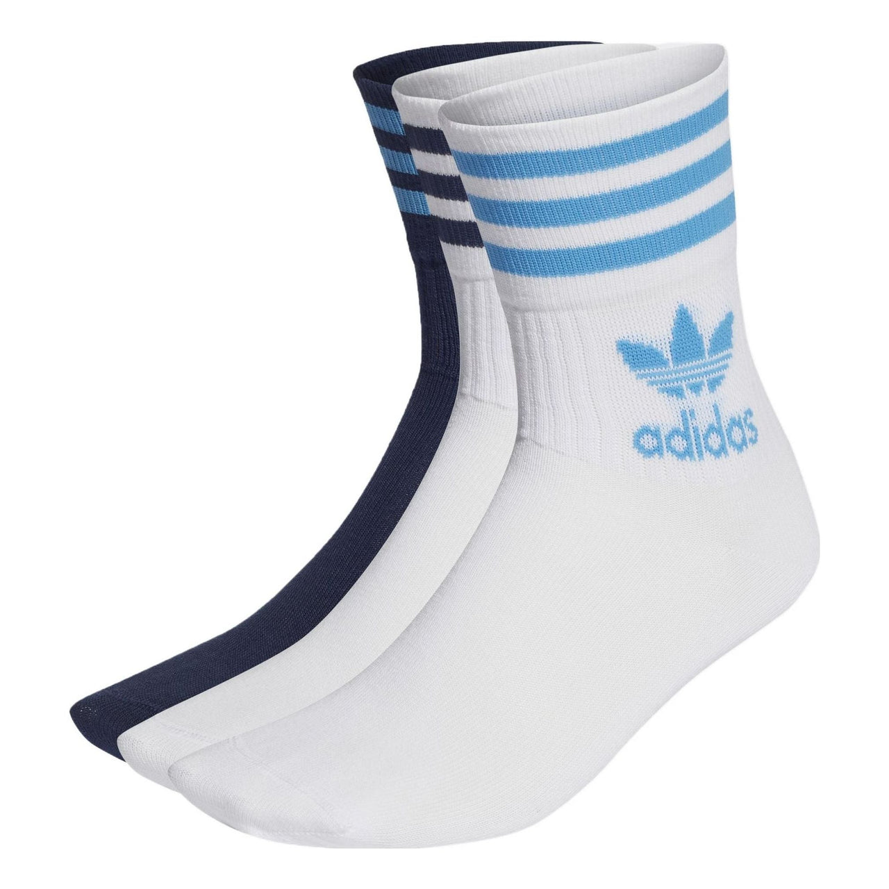 adidas originals Logo Stripe Printing Socks Unisex 3 Pairs White / Blue HN6870