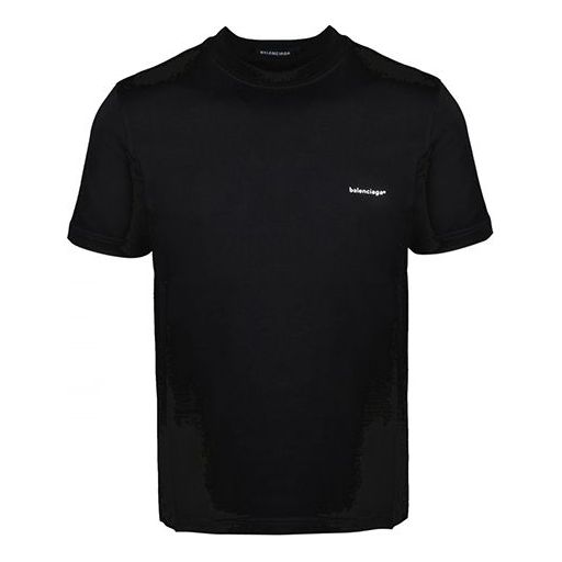Balenciaga Basic Small Logo Round Neck Short Sleeve Unisex Black 556151TYK281000