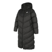 (WMNS) Nike Sports Loose Casual Long Hooded Down Jacket 'Black' FD8213-010