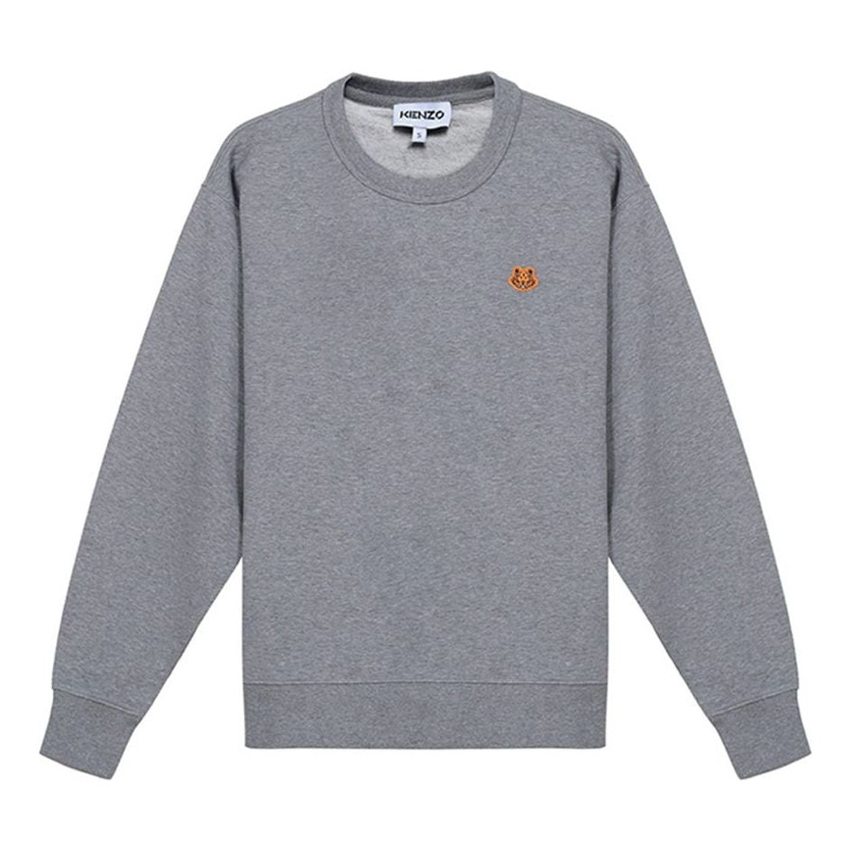 (WMNS) KENZO SS21 Small Tiger Head Logo Embroidered Pattern Round Neck Long Sleeves Hoodie Gray FB52SW8204ML-95