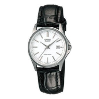 CASIO Leather Belt Waterproof /Black Quartz White Analog LTP-1183E-7A