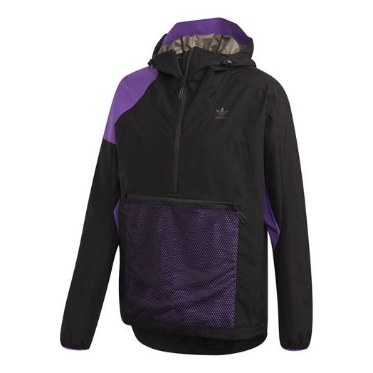 adidas originals Casual Sports hooded Half Zipper Jacket Black FM3679