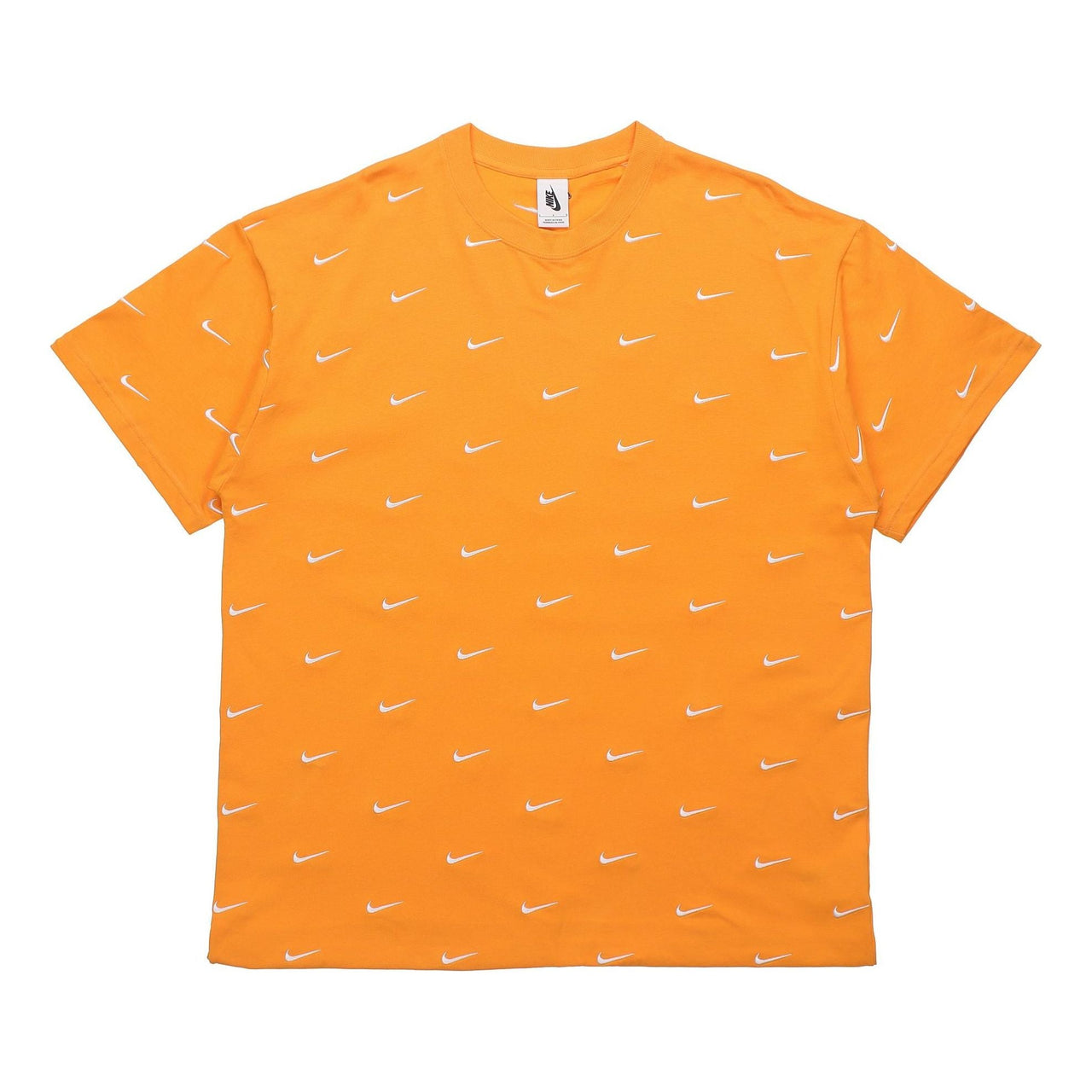 Men's Nike Nrg Swoosh Logo Tee Full Print logo Embroidered Short Sleeve Yellow T-Shirt CK4094-886