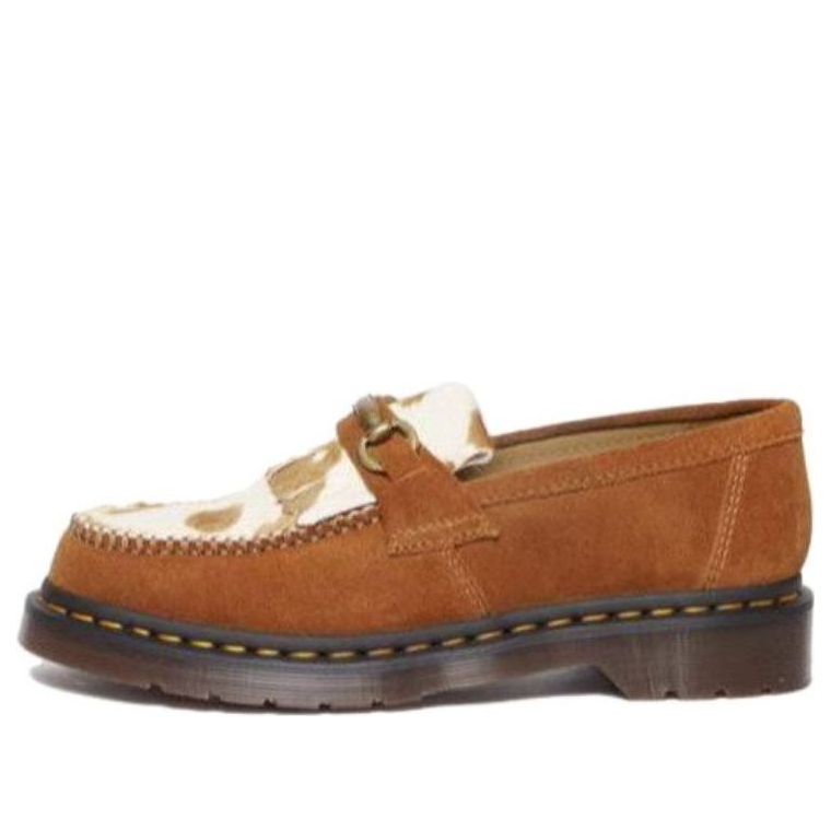 Dr.Martens Adrian Snaffle Hair-On Cow Print Kiltie Loafers 'Pecan Brown' 31084369