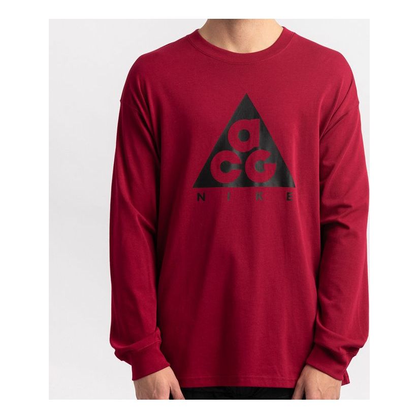 Men's Nike Acg Long Sleeves Rose Red T-Shirt BQ3457-620