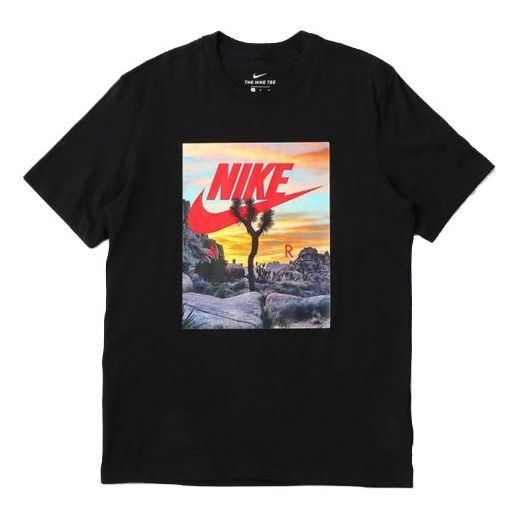 Nike Sportswear Printing Pattern Round Neck Short Sleeve Black CT6885-010