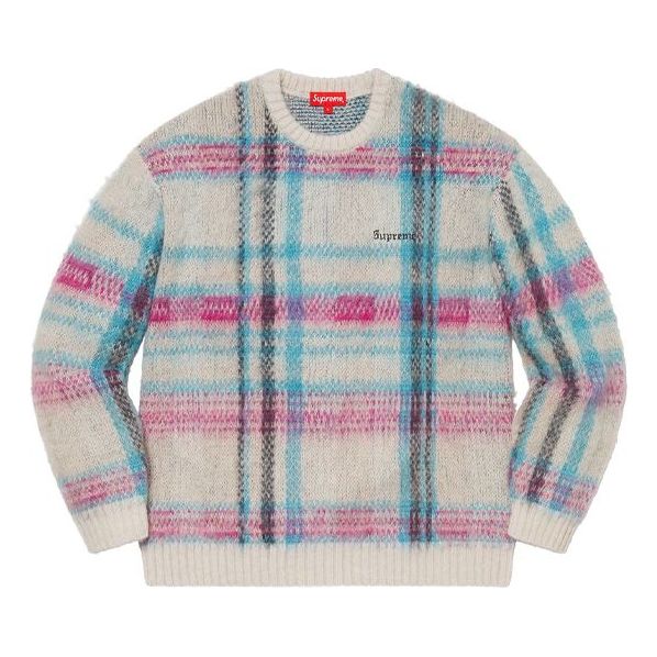 Supreme Brushed Plaid Sweater 'White Blue Pink' SUP-FW20-260
