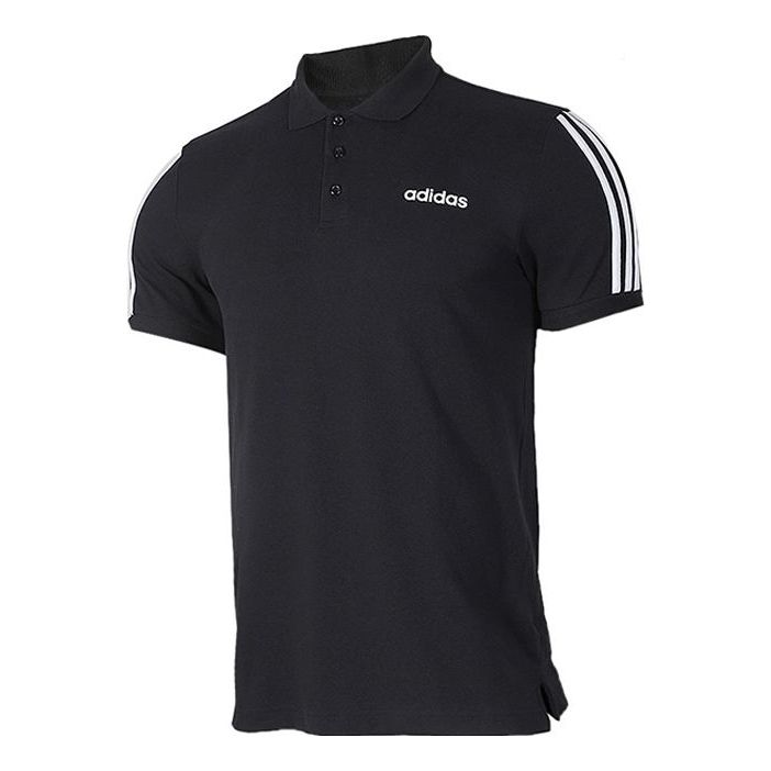 adidas Casual Sports Breathable Short Sleeve Polo Shirt Black EJ0927