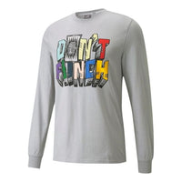 PUMA Scouted Funny Alphabet Printing Sports Round Neck Long Sleeves Gray 532121-01