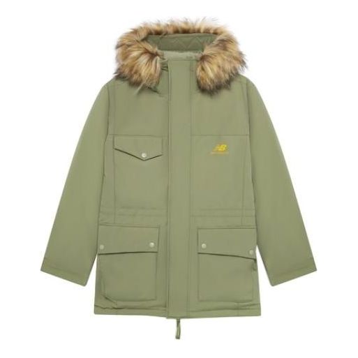 New Balance Fur Collar Warm Windproof Jacket 'Green' AMJ23371-FRO