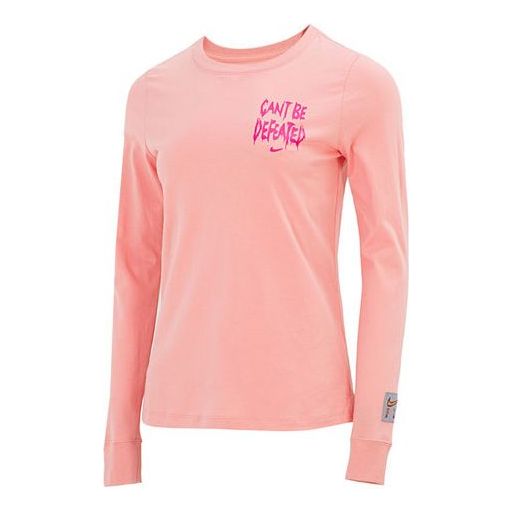 (WMNS) Nike SS22 Basketball Printing Round Neck Long Sleeves Light Madder Brown T-Shirt DN3055-824