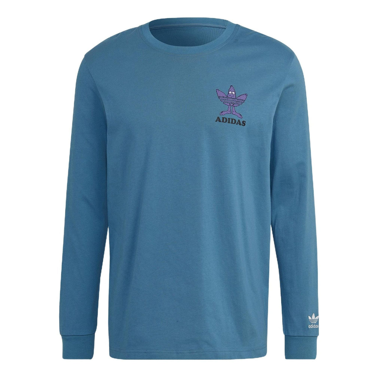 Men's adidas originals Logo Printing Pattern Round Neck Pullover Long Sleeves Blue T-Shirt HM2488